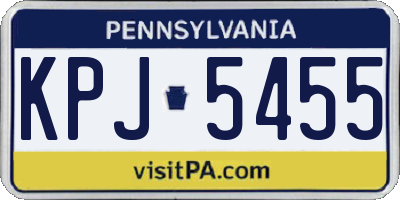 PA license plate KPJ5455