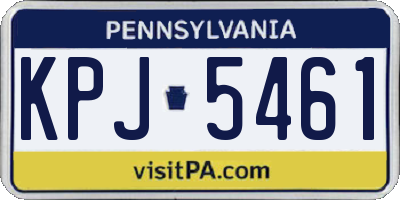 PA license plate KPJ5461