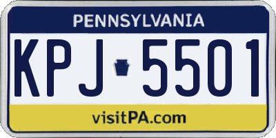 PA license plate KPJ5501