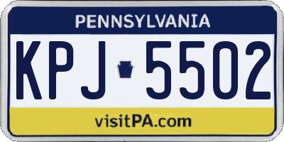 PA license plate KPJ5502