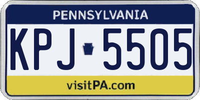 PA license plate KPJ5505