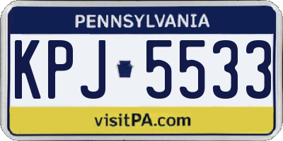 PA license plate KPJ5533