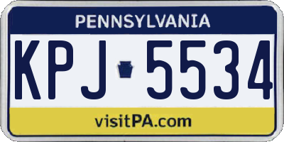PA license plate KPJ5534
