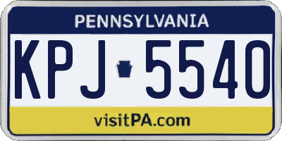 PA license plate KPJ5540