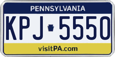 PA license plate KPJ5550