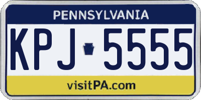 PA license plate KPJ5555