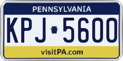 PA license plate KPJ5600