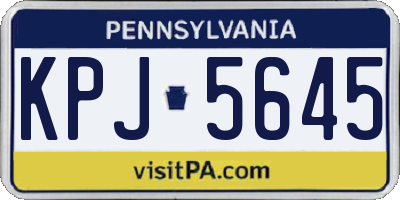 PA license plate KPJ5645