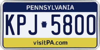 PA license plate KPJ5800
