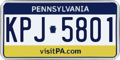 PA license plate KPJ5801