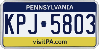 PA license plate KPJ5803