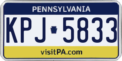 PA license plate KPJ5833