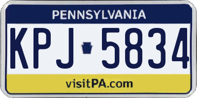 PA license plate KPJ5834
