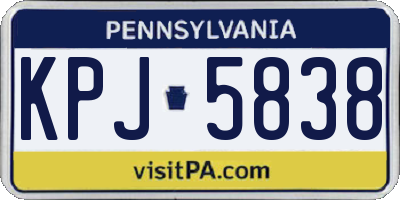 PA license plate KPJ5838