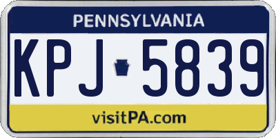 PA license plate KPJ5839