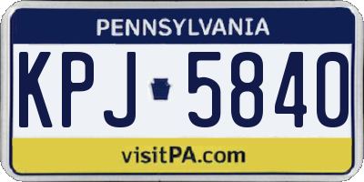 PA license plate KPJ5840