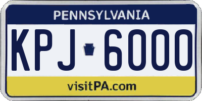 PA license plate KPJ6000