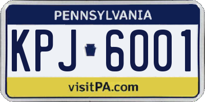 PA license plate KPJ6001
