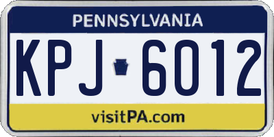 PA license plate KPJ6012
