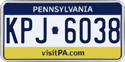 PA license plate KPJ6038