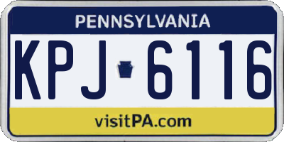 PA license plate KPJ6116