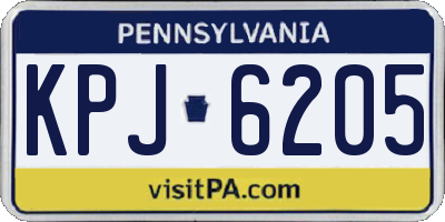 PA license plate KPJ6205