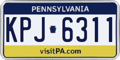 PA license plate KPJ6311