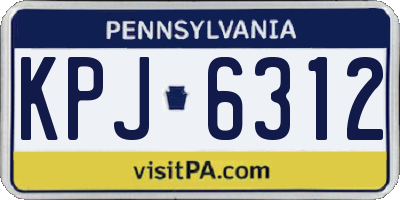 PA license plate KPJ6312