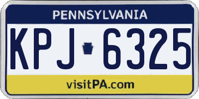 PA license plate KPJ6325