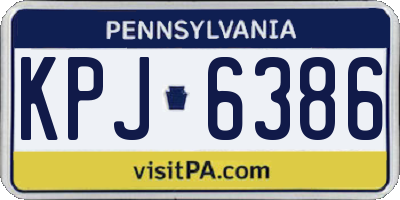 PA license plate KPJ6386