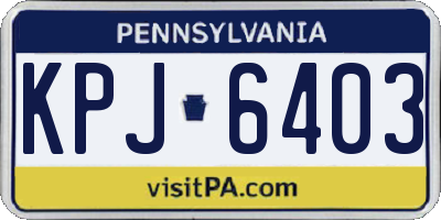 PA license plate KPJ6403