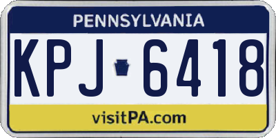 PA license plate KPJ6418