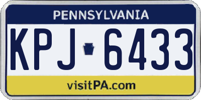 PA license plate KPJ6433