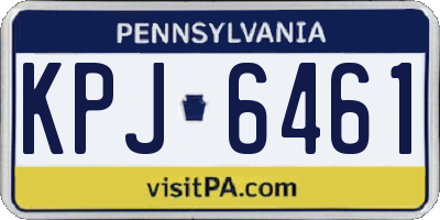 PA license plate KPJ6461