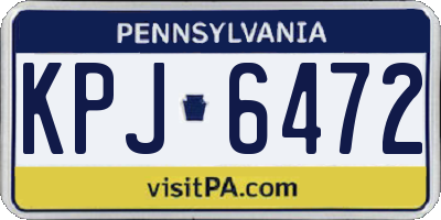 PA license plate KPJ6472