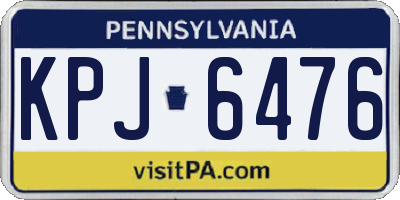 PA license plate KPJ6476