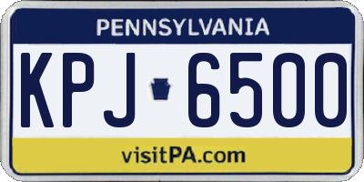 PA license plate KPJ6500
