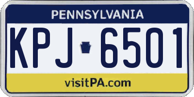 PA license plate KPJ6501