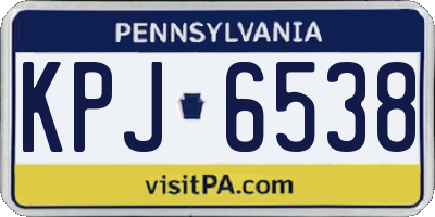 PA license plate KPJ6538