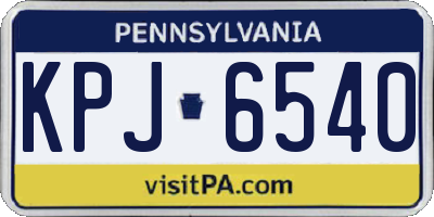 PA license plate KPJ6540