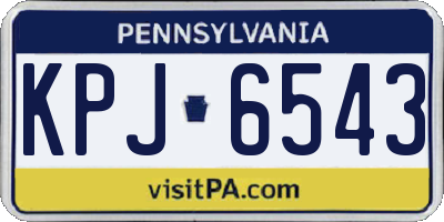 PA license plate KPJ6543