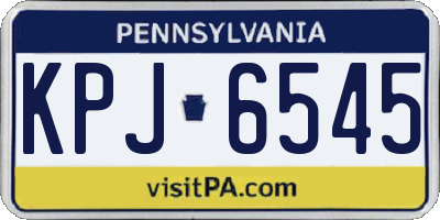 PA license plate KPJ6545