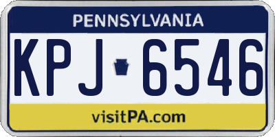 PA license plate KPJ6546