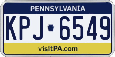 PA license plate KPJ6549