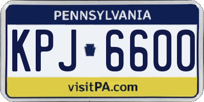 PA license plate KPJ6600