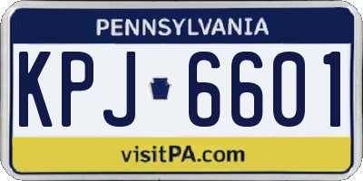 PA license plate KPJ6601