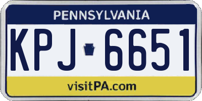 PA license plate KPJ6651