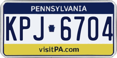 PA license plate KPJ6704