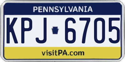PA license plate KPJ6705