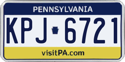 PA license plate KPJ6721